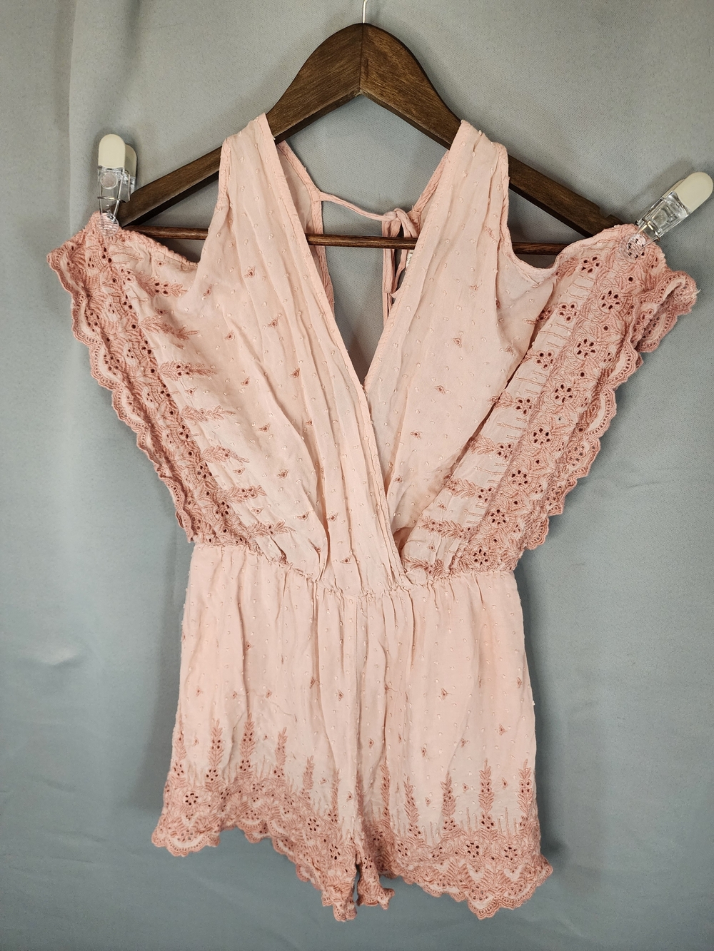 En Creme Dusty Rose Eyelet Romper